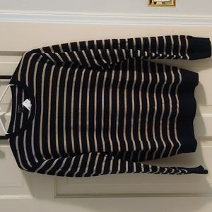 cashmere blue and tan strip jcrew sweater